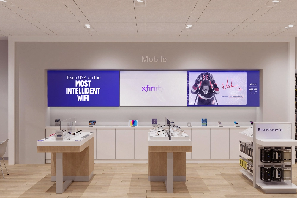 Modular SEG lightboxes with Budweiser campaign illuminating the underground pedestrian corridor at 1000 De La Gauchetière in Montreal.